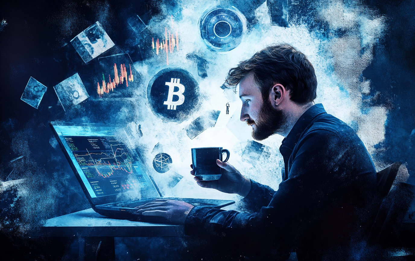Индикаторы настроения инвесторов биткоина долгосрочно на графике с данными о волатильности и рыночных объемах.